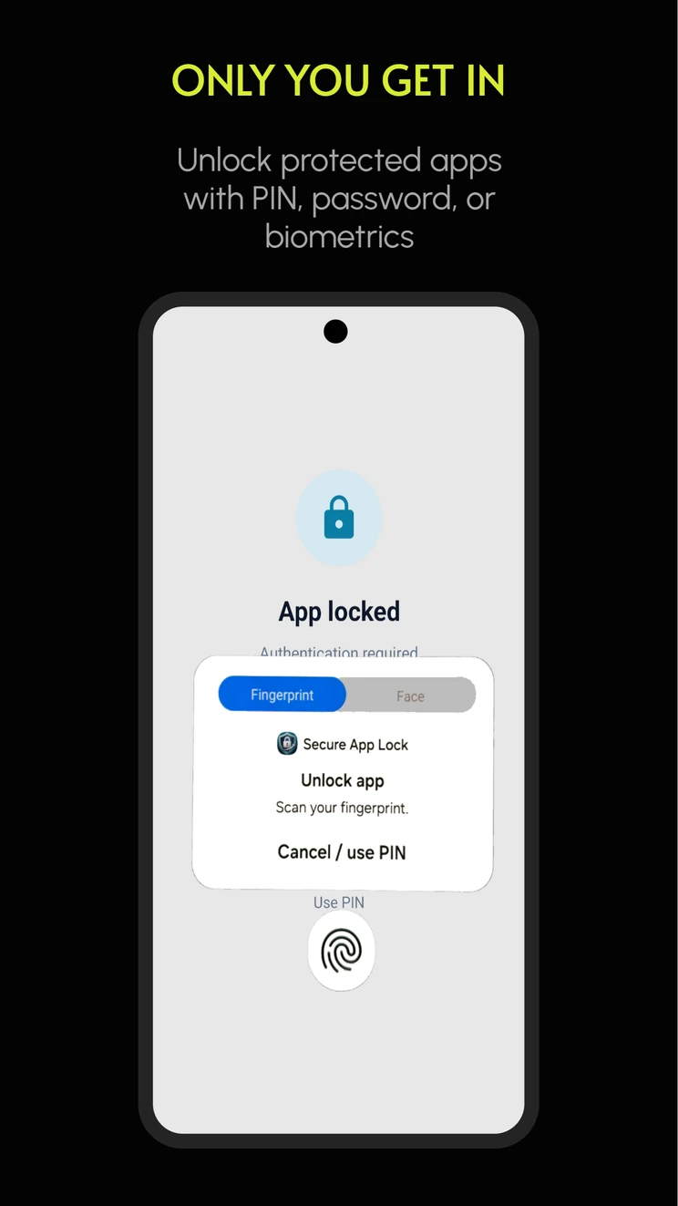 Biometric unlocking for an app protected by Secure App Lock