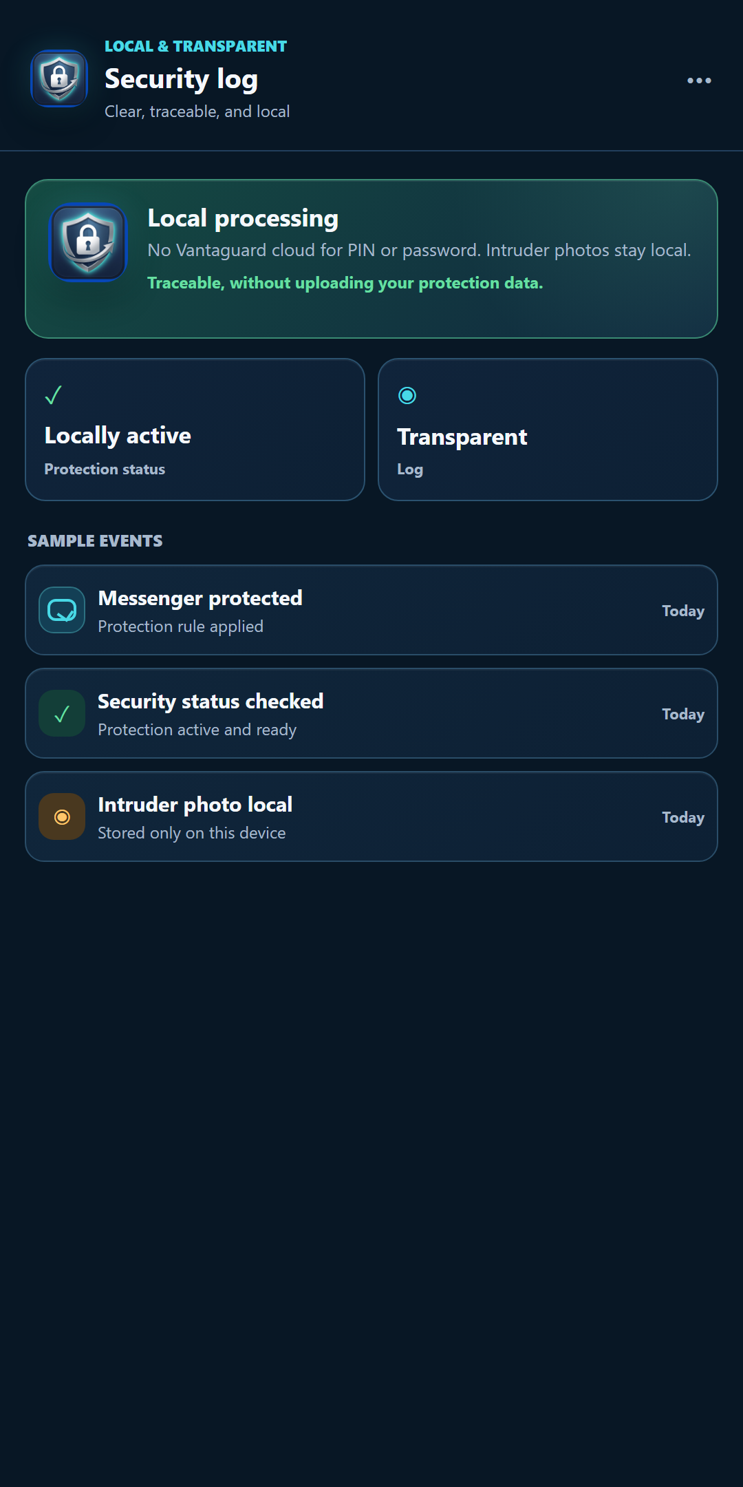 Local security log with traceable events