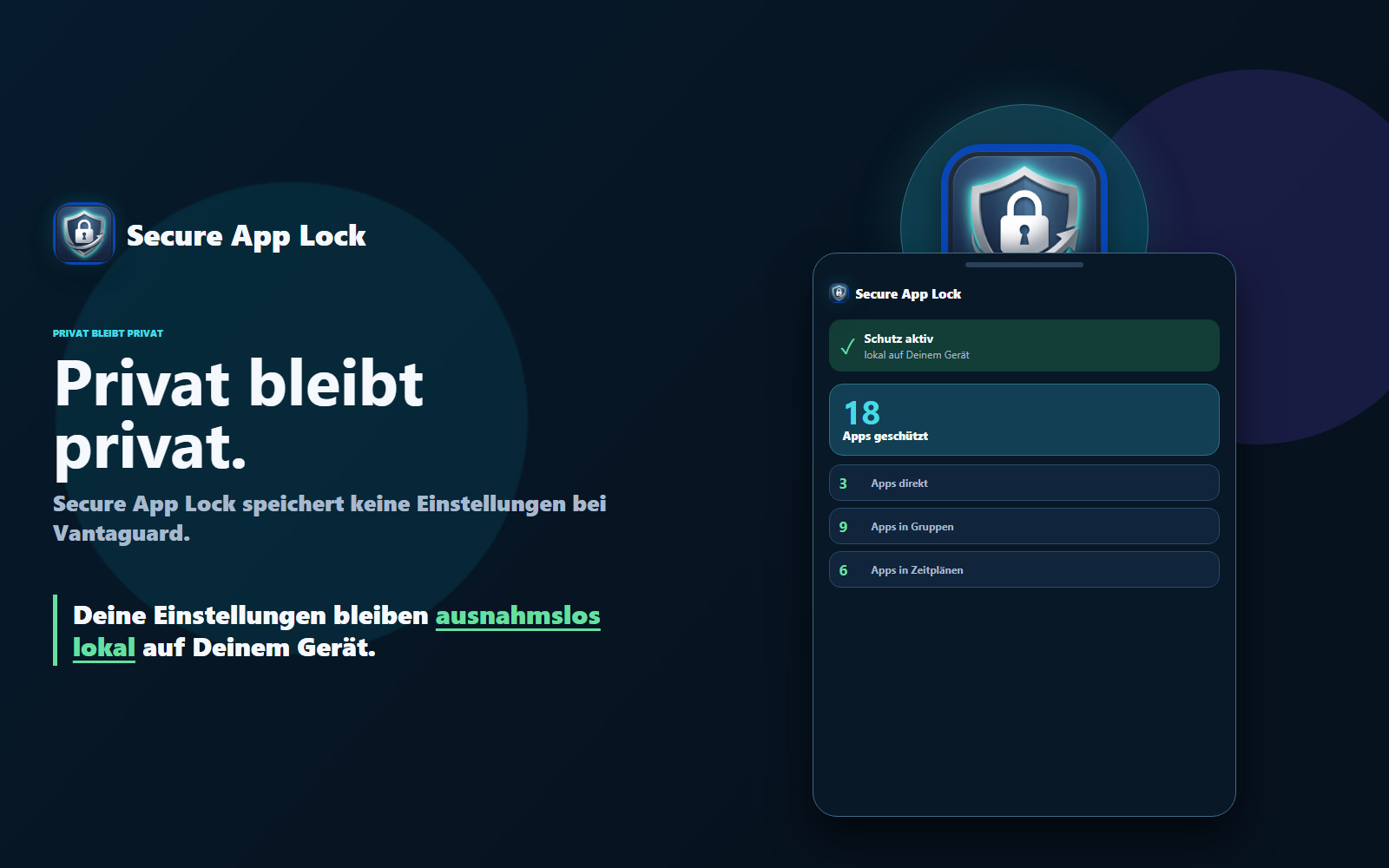 Privacy Visual: Secure App Lock speichert keine Einstellungen bei Vantaguard